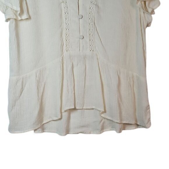 Eyeshadow Women's M Flutter Sleeve Fabric Button Crop Top Coquette Fairy Boho - Picture 7 of 10